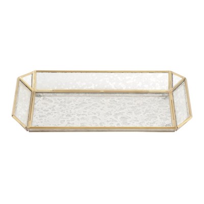 TR-1028 Europe metal glass gold jewelry tray for cosmetic storage organization