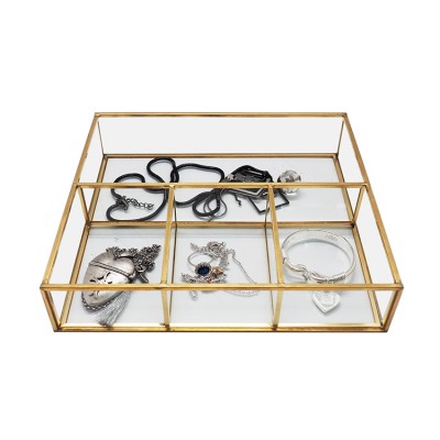 Wholesale home decor  Make-up jewelry Organizer tray Handmade Glass Jewelry metal tray