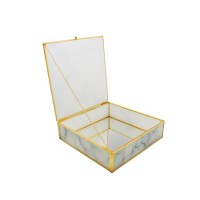 Gold glass metal luxurious jewelry storage box Customized joyero ring earrings necklace trinket storage box Cajas de joyas